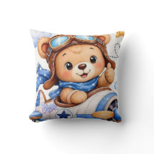 Schattige Cartoon Teddybeer Piloot Vliegend in Vli