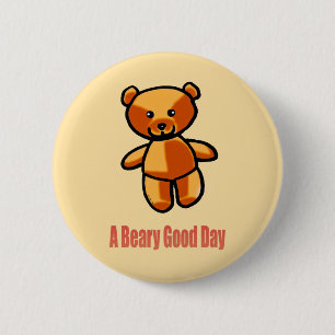 Schattige Cartoon Teddybeer Pun Illustratie Ronde Button 5,7 Cm