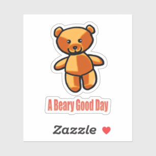 Schattige Cartoon Teddybeer Stunt Illustratie Sticker