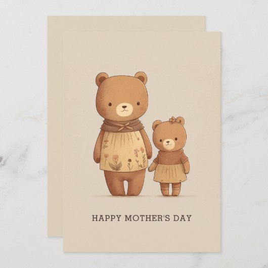 Schattige cartoon teddyberen dieren. Wiskundigen D Feestdagenkaart (Voorkant / Achterkant)