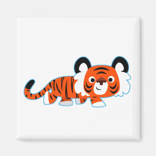 Schattige Cartoon Tijger op Roof Magnet Magneet