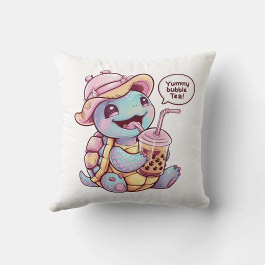 Schattige Cartoon Turtle: Gezellig, Kawaii Vibes Kussen (Achterkant)