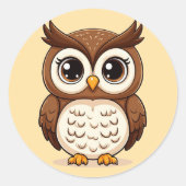 Schattige Cartoon uil met grote ogen Ronde Sticker (Voorkant)