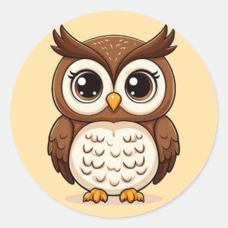 Schattige Cartoon uil met grote ogen Ronde Sticker