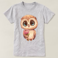 Schattige Cartoon uil met roze roos