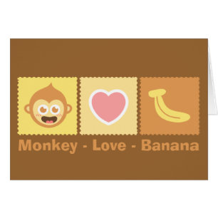 Schattige cartoon van aap - Liefde - Banaan