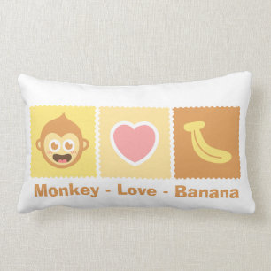 Schattige cartoon van aap - Liefde - Banaan Kussen