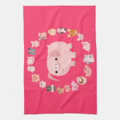Schattige Cartoon varken mandala keukenhanddoek (Verticaal)