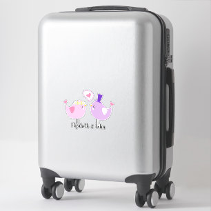 Schattige Cartoon Vogels Verliefd - Gepersonalisee Sticker