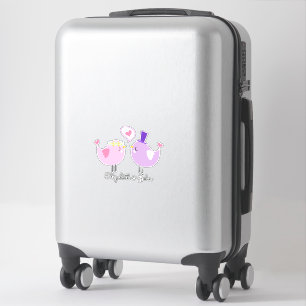 Schattige Cartoon Vogels Verliefd - Gepersonalisee Sticker