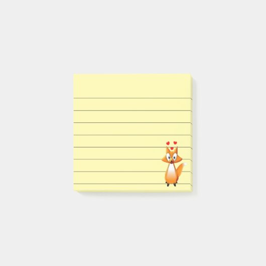 Schattige Cartoon Vos Dier Bekleed 3x3 Post-it® Notes (Voorkant)