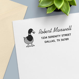 Schattige Cartoon Wilde Eend Retouradres Zelfinktende Stempel