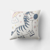 Schattige Cartoon Zebra met regenboog en sterren | Kussen (Achterkant)