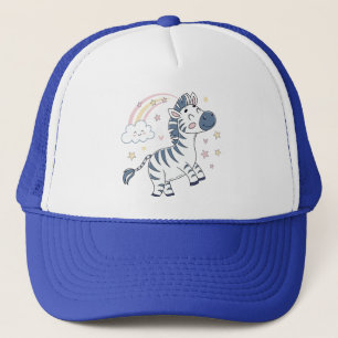 Schattige Cartoon Zebra met regenboog en sterren Trucker Pet