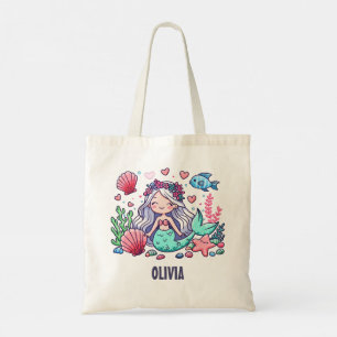 Schattige Cartoon Zeemeermin Gepersonaliseerd Tote Bag