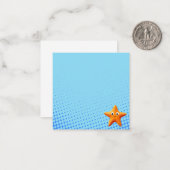 Schattige Cartoon Zeester Blauwe Oceaan Notitiekaartje (Voorkant / Achterkant in situ)