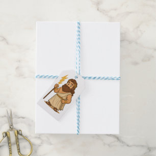 Schattige Cartoon Zeus – Griekse Mythologie God va Cadeaulabel