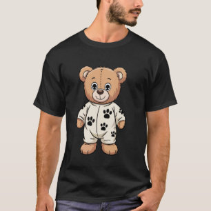 Schattige Cartoonbeer in Pyjama met Pootafdrukken T-shirt