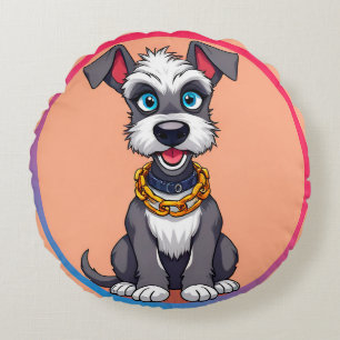 Schattige Cartoonhond die vrolijk lacht Rond Kussen