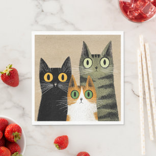 Schattige Cartoonkatten, Wijdogig, Servet