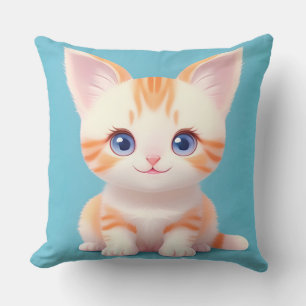 Schattige Cartoonpoes Met Blauwe Ogen Kussen
