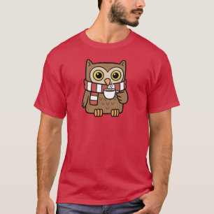 Schattige Cartoonuil Drinkt Koffie Liefhebber Cade T-shirt