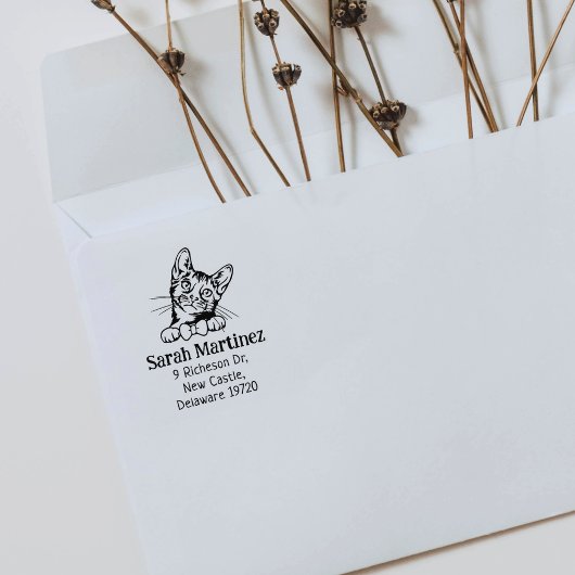 Schattige Cat Bengal-retouradres Rubberstempel