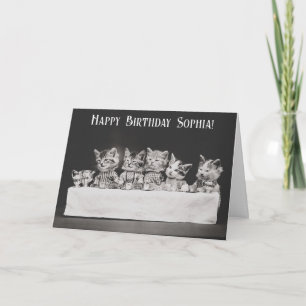 Schattige  Cat Birthday Tea Party Kaart