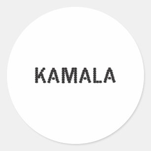 Schattige Cat Face Kamala Letter Grappig Ontwerp Ronde Sticker