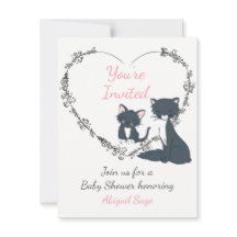 Schattige Cat, Kitten en Flower Heart Baby shower