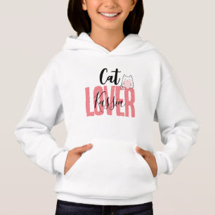 Schattige Cat Lover Custom Name Girl's Pullover Ho