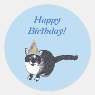 Schattige Cat Party Pet Happy Birthday Stickers