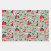 Schattige Cat Roze Rood Groen Retro Patroon Kerst Inpakpapier Vel (Voorkant)