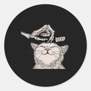 Schattige Cat Skeleton Hand Boop Halloween Pet Wom Ronde Sticker