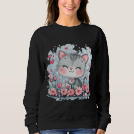 Schattige Cat Sweatshirt – Schattig Floral Kat