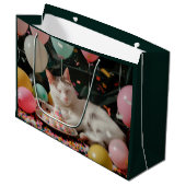 Schattige Cat Verjaardagsviering Ontwerp Groot Cadeauzakje (Voorkant Gekanteld)
