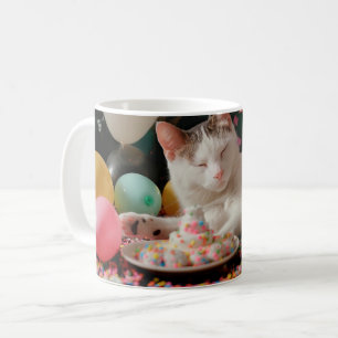 Schattige Cat Verjaardagsviering Ontwerp Koffiemok