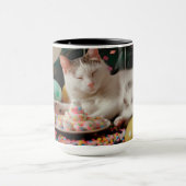 Schattige Cat Verjaardagsviering Ontwerp Mok (Midden)