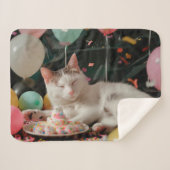 Schattige Cat Verjaardagsviering Ontwerp Sherpa Deken (Voorkant (horizontaal))