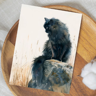 SCHATTIGE CAT WATERVERF ILLUSTRATIE BRIEFKAART