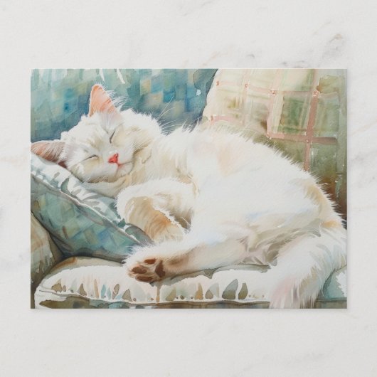 SCHATTIGE CAT WATERVERF ILLUSTRATIE BRIEFKAART (Voorkant)