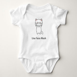 SCHATTIGE CAT WEARING FACE MASK BABY BODYSUIT