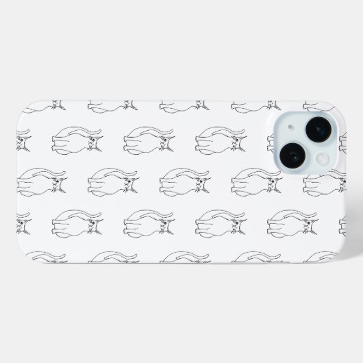 Schattige Cat Zwart Wit Cartoon Patroon Case-Mate iPhone Case (Achterkant (horizontaal))