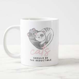 Schattige Cats Heart Shaped voor Tax Day Custom In Extra Grote Beker