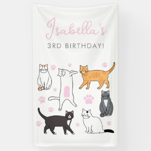 Schattige Cats Kids Verjaardagsbanner Spandoek