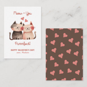 Schattige Cats Meow en jij bent Purrfect Valentijn Notitiekaartje