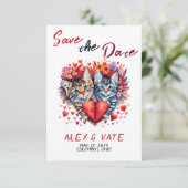 Schattige Cats Wedding Save the Date Aankondiging (Staand voorkant)