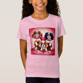Schattige Cavalier Hart Puppies Meisjes T-shirt