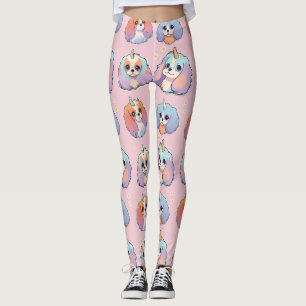 Schattige Cavalier King Charles Eenhoorn Pastel Pa Leggings