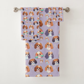 Schattige Cavalier King Charles Pastel Pattern Bad Handdoek